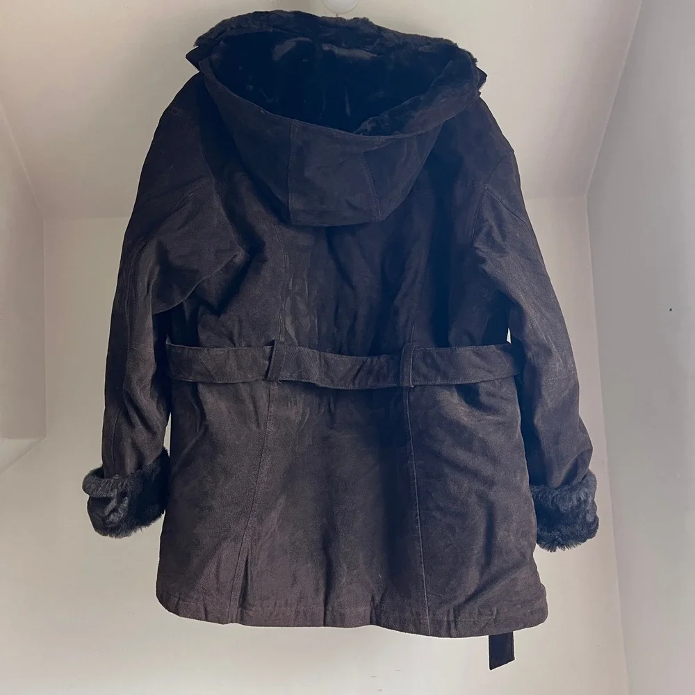 Vintage Wilsons Leather Brown Suede‎ Jacket Removable Hooded Penny Lane Coat
